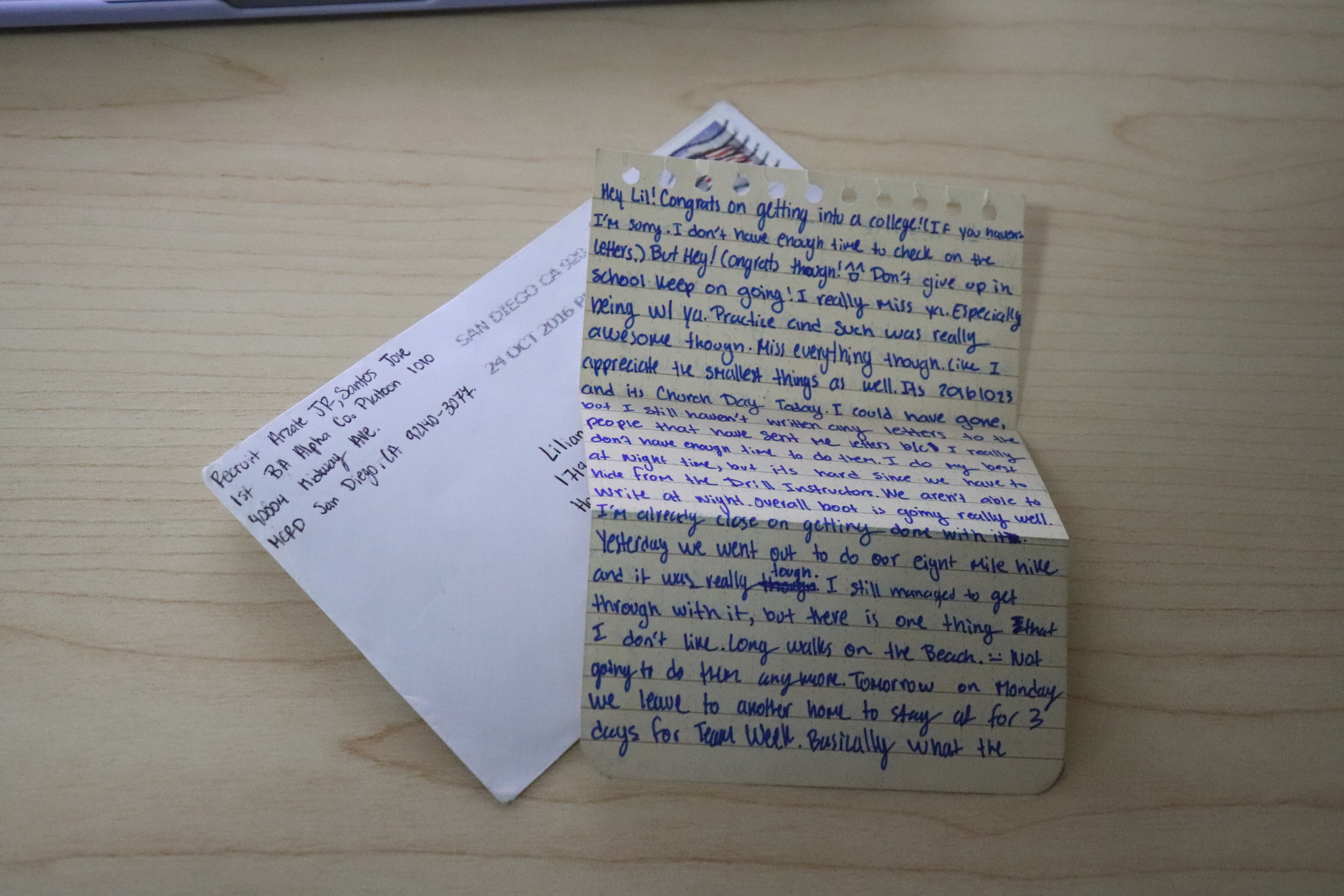 This is the letter my friend from bootcamp sent me.